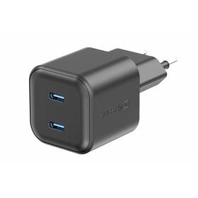 Nabíječka do sítě Swissten GaN, PD 2x USB-C 20W černá barva
