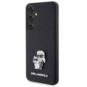 Kryt na mobil Karl Lagerfeld Saffiano Metal Karl and Choupette na Samsung Galaxy S24 (KLHCS24SPSAKCMPK) černý