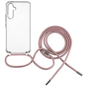 Kryt na mobil FIXED Pure Neck s růžovou šňůrkou na krk na Samsung Galaxy A54 5G (FIXPUN-1085-PI) průhledný