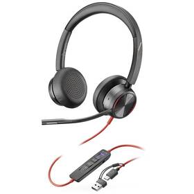 Headset HP Poly Blackwire 8225 MS, USB-C/A adaptér, stereo (8X225AA) černý