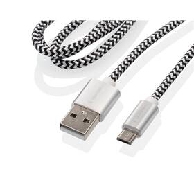 Kabel GoGEN USB / micro USB, 1m, opletený, zkumavka (MICUSB100MM24T) stříbrný