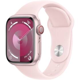 Apple Watch Series 9 GPS + Cellular 45mm pouzdro z růžového hliníku - světle růžový sportovní řemínek - M/L