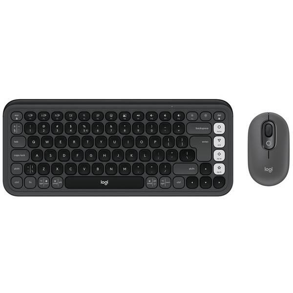 Klávesnice s myší Logitech POP ICON, US layout šedá barva
