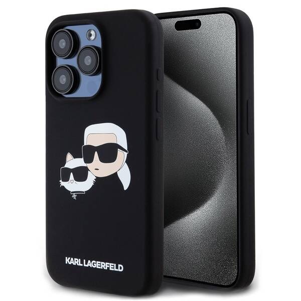 Kryt na mobil Karl Lagerfeld Double Heads, MagSafe na Apple iPhone 15 Pro Black černá barva
