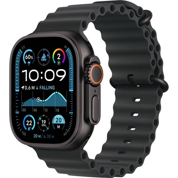 Chytré hodinky Apple GPS + Cellular 49mm pouzdro z černého titanu - černý oceánský řemínek 
