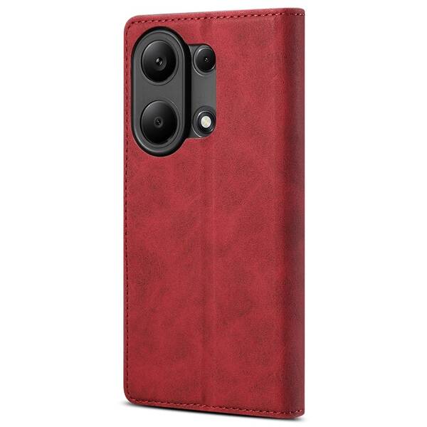 Pouzdro na mobil flipové Lenuo Leather na Xiaomi Redmi Note 13 Pro červená barva
