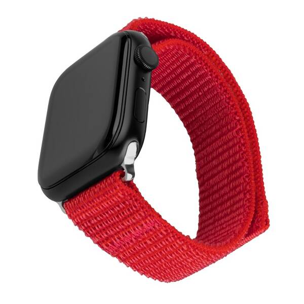 Řemínek FIXED Nylon Strap na Apple Watch 42/44/45mm červená barva
