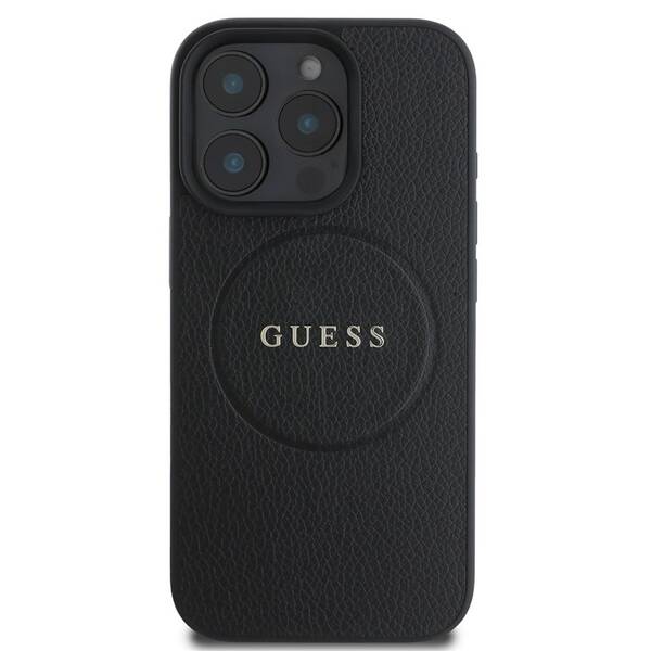 Kryt na mobil Guess Grained Classic Logo na Apple iPhone 16 Pro, MagSafe černá barva
