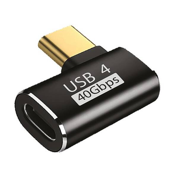 Redukce WG úhlový konektor 90 stupňů Type-C (male) to USB-C (female) černá barva
