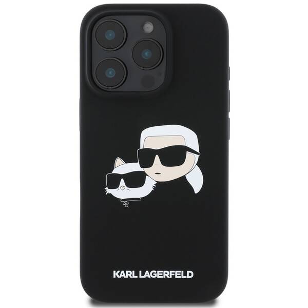 Kryt na mobil Karl Lagerfeld Liquid Silicone Double Heads MagSafe na Apple iPhone 16 Pro Max černá barva
