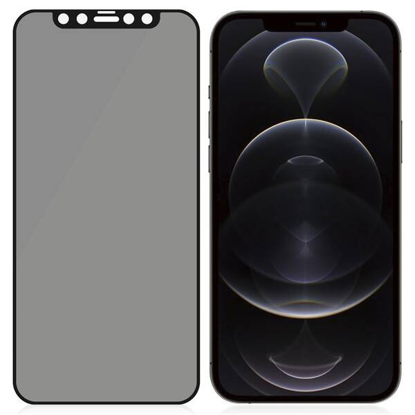 Tvrzené sklo PanzerGlass Edge-to-Edge Privacy Antibacterial na Apple iPhone 12/12 Pro černá barva
