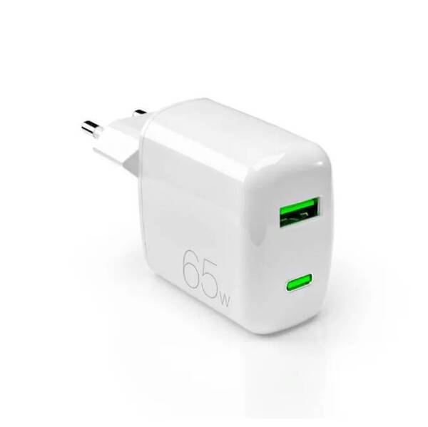 Nabíječka do sítě Puro MiniPro USB-C/USB-A, GaN, 65 W bílá barva
