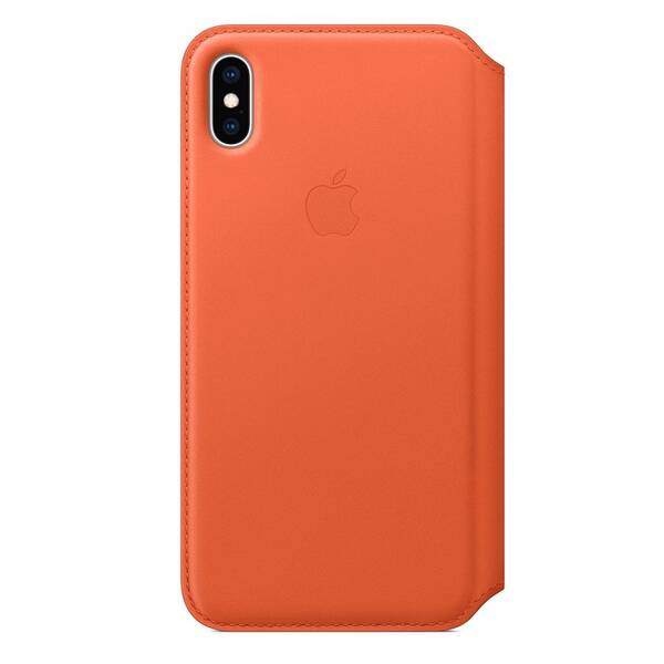 Pouzdro na mobil flipové Apple Leather Folio pro iPhone Xs Max - temně oranžové 
