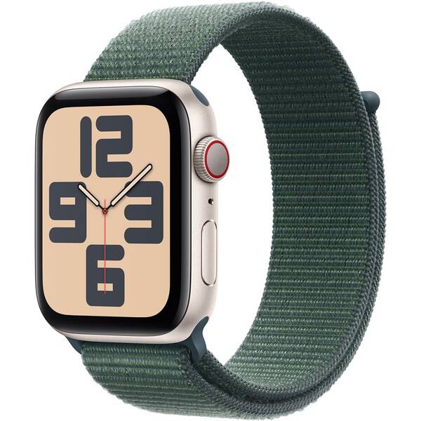 Chytré hodinky Apple GPS + Cellular 40mm pouzdro z hvězdně bílého hliníku - jezerně zelený provlékací sportovní řemínek 
