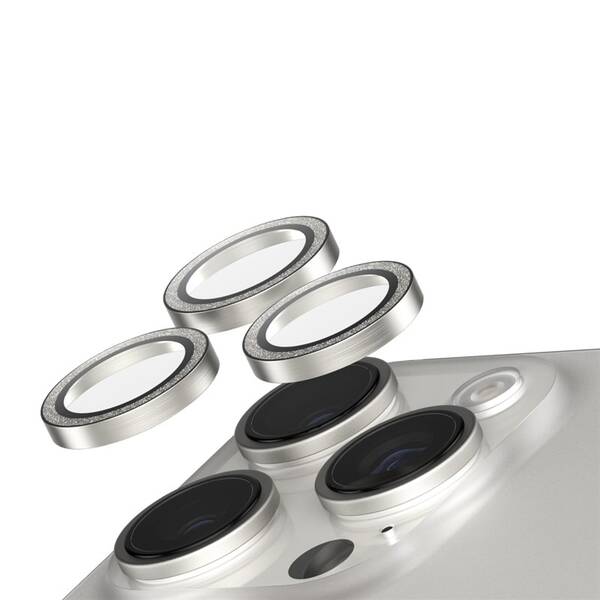 Tvrzené sklo PanzerGlass SAFE Camera Hoops pro Apple Iphone 16 Pro/15 Pro/16 Pro Max/15 Pro Max, třpytivé stříbrná barva
