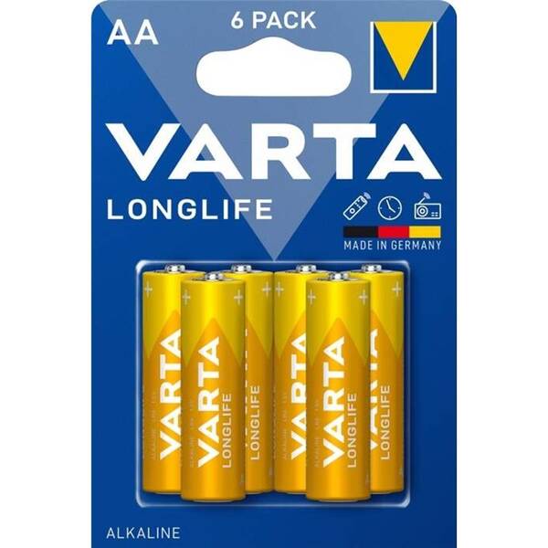 Baterie alkalická Varta LongLife AA, 6ks 
