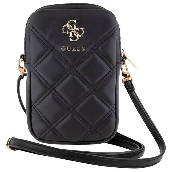 Pouzdro na mobil Guess PU Quilted 4G Metal Logo černá barva
