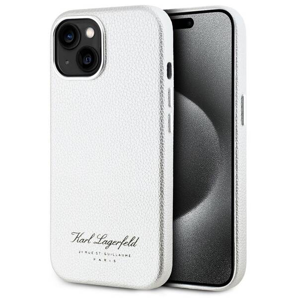 Kryt na mobil Karl Lagerfeld Grained PU na Apple iPhone 15 šedá barva
