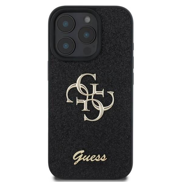 Kryt na mobil Guess Fixed Glitter 4G Metal Logo na Apple iPhone 16 Pro Max černá barva
