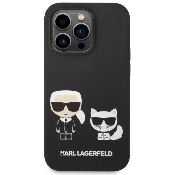 Kryt na mobil Karl Lagerfeld and Choupette Liquid Silicone na Apple iPhone 14 Pro Max černá barva
