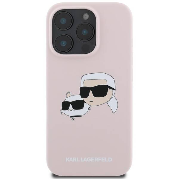 Kryt na mobil Karl Lagerfeld Liquid Silicone Double Heads MagSafe na Apple iPhone 16 Pro Max růžová barva
