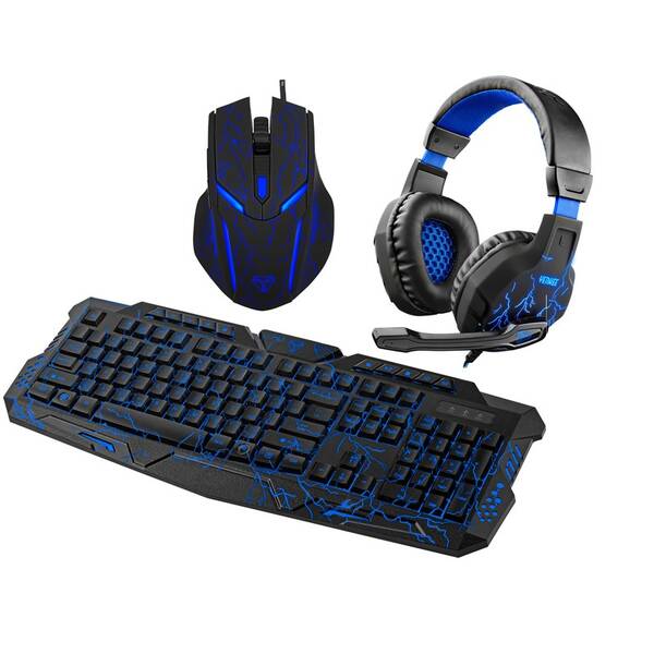 Klávesnice s myší YENKEE Ambush Set (klávesnice, myš, headset) černá barva
