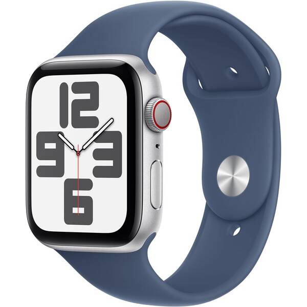 Chytré hodinky Apple GPS + Cellular 40mm pouzdro ze stříbrného hliníku - denimový sportovní řemínek - S/M 
