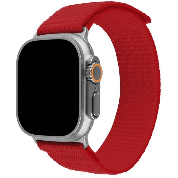 Řemínek FIXED Nylon Strap na Apple Watch Ultra 49mm červená barva
