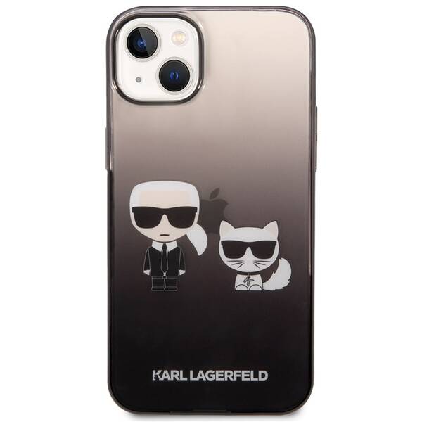 Kryt na mobil Karl Lagerfeld Gradient Karl and Choupette na Apple iPhone 14 Plus černá barva
