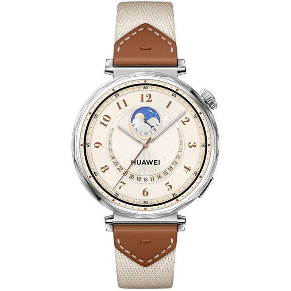 Chytré hodinky Huawei Watch GT 5 41 mm - Silver + Brown Woven Strap 
