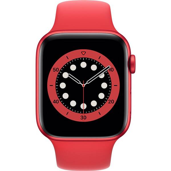 Chytré hodinky Apple GPS 44mm pouzdro z hliníku PRODUCT(RED) - PRODUCT(RED) sportovní náramek 
