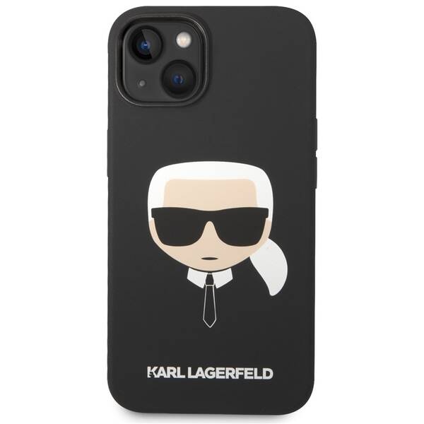 Kryt na mobil Karl Lagerfeld Liquid Silicone Karl Head na Apple iPhone 14 černá barva
