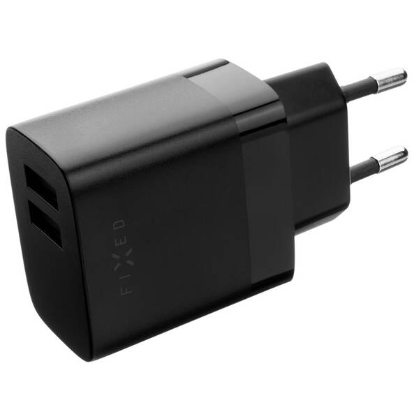 Nabíječka do sítě FIXED 17W Smart Rapid Charge, 2x USB + micro USB kabel 1m černá barva
