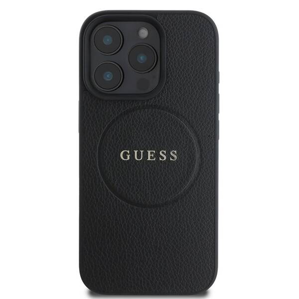 Kryt na mobil Guess Grained Classic Logo na Apple iPhone 16 Pro Max, MagSafe černá barva
