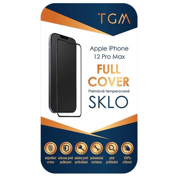 Tvrzené sklo TGM Full Cover na Apple iPhone 12 Pro Max černá barva
