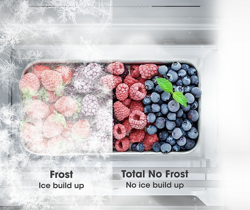 Americká chladnička s mrazničkou dole Hisense RQ758N4BFE, černá, Technologie Total No Frost