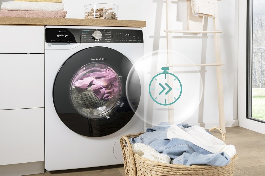 Úzká předem plněná pračka Gorenje WEP84A1WI, bílá, FastWashing