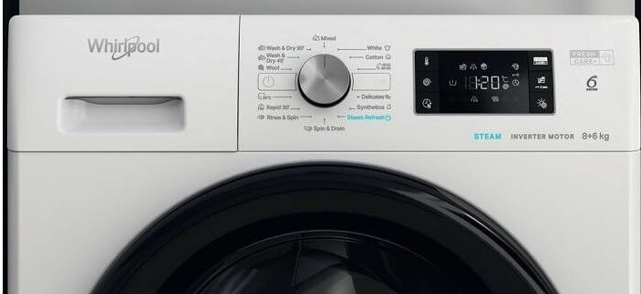 Pračka/sušička Whirlpool FFWDB 864349 BV EE, bílá, přehledný displej