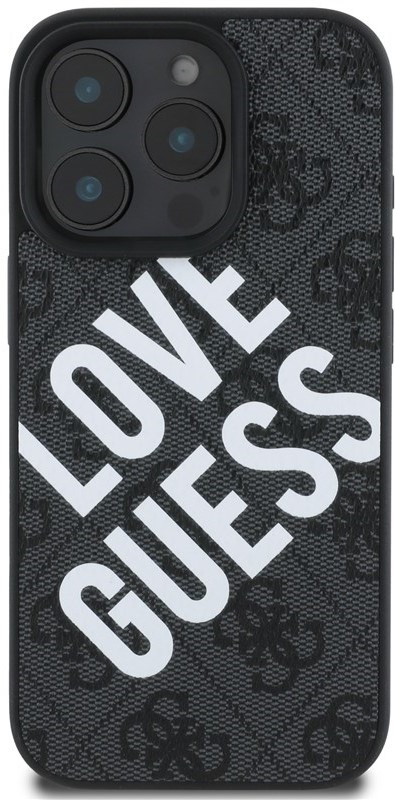 Kryt na mobil Guess PU Leather 4G Big Love Logo MagSafe na Apple iPhone 16 Pro - černý