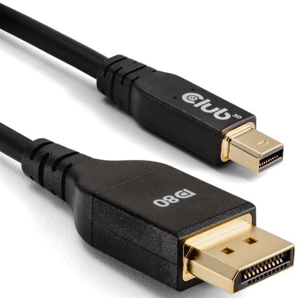 Kabel Club3D MiniDisplayPort/DisplayPort 2.1, 10K60Hz, 1m - černý