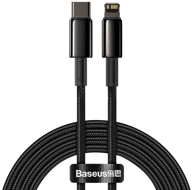 Kabel Baseus Tungsten Gold USB-C/Lightning PD 20W 2m - černý