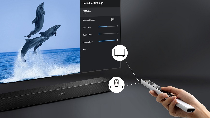 Soundbar Hisense U5120GW, černá, Dolby Atmos a technologie DTS Virtual X