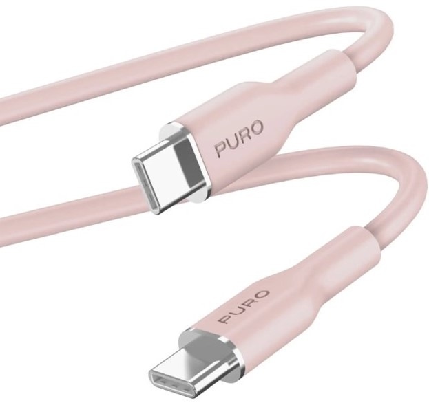 Kabel Puro Soft USB-C/USB-C 60 W, 1,5 m - růžový