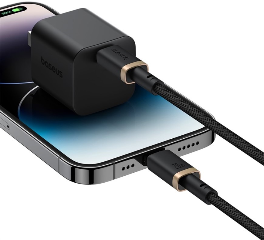 Kabel Baseus Dura USB-C/Lightning, 20W, 2m - černý/zlatý