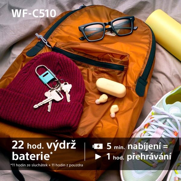 Sluchátka Sony WF-C510 - bílá, výdrž baterie