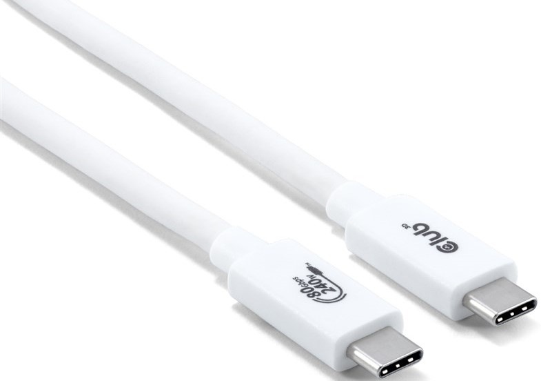 Kabel Club3D USB-C/USB-C, 240W, 1,2m - bílý