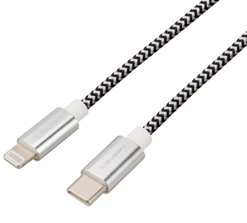 Kabel GoGEN USB-C/Lightning, 2m, stříbrný