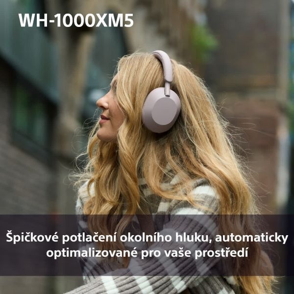 Sluchátka Sony WH-1000XM5 - růžová/fialová