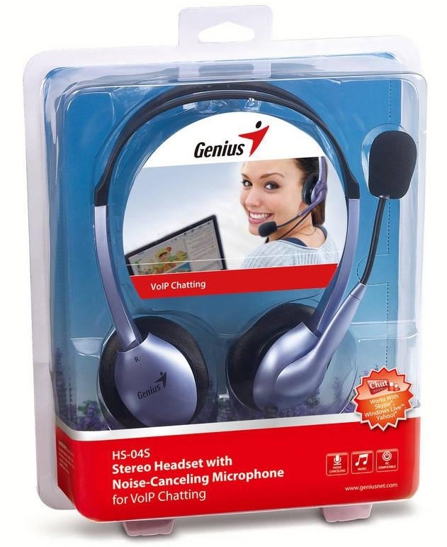 Headset Genius HS-04S, 1x 3,5mm jack - černý/stříbrný