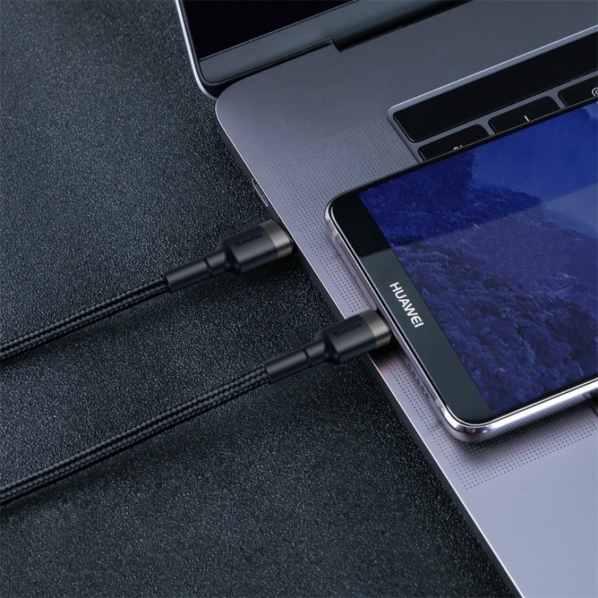 Kabel Baseus Cafule USB-C/USB-C, PD 2.0 60W, 2m - černý/šedý